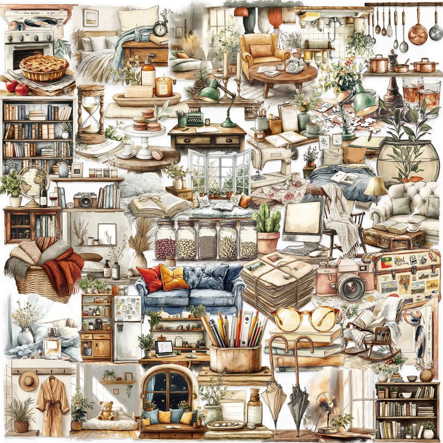 50/100PCS Cartoon Home Art Sticker Pack Waterproof Transparent PET Guitar Notebook Decor