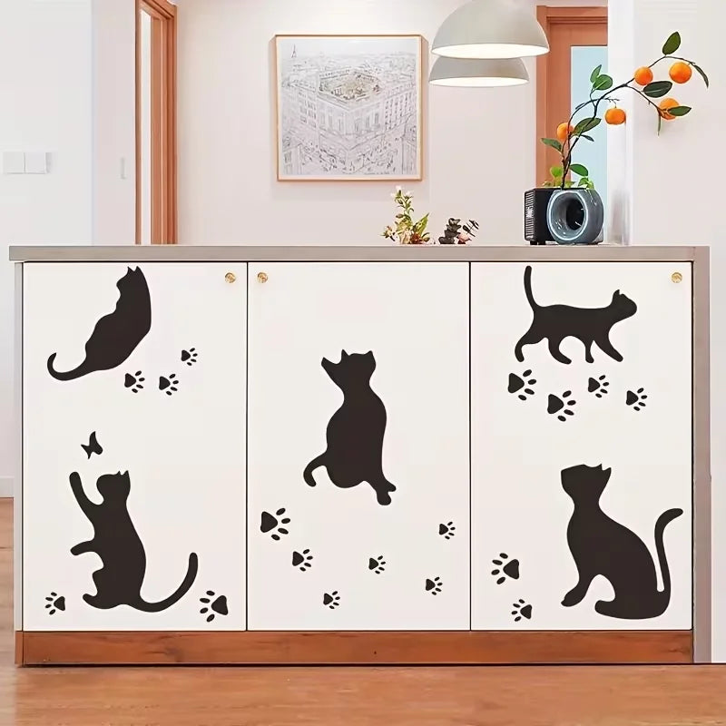1pc Creative PVC Wall Sticker, Dog Food Slogan Dog Paw Print, Waterproof Self-Adhesive Wall Sticker For Bedroom, Entryway, Livin