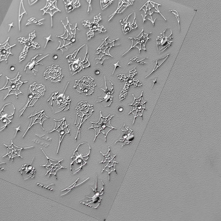Jelly Halloween Skeleton Stickers Nail Art Cool Evil dark style decorative Nails Sticker DIY Trendy Manicure Ornaments Supplier