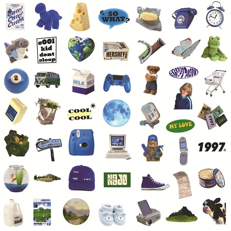 10/30/50PCS Fresh Cow Cheese PVC Graffiti Sticker Sticky Aesthetic Color Decorative Scrapbook DIY Child Phone Stationery Supply