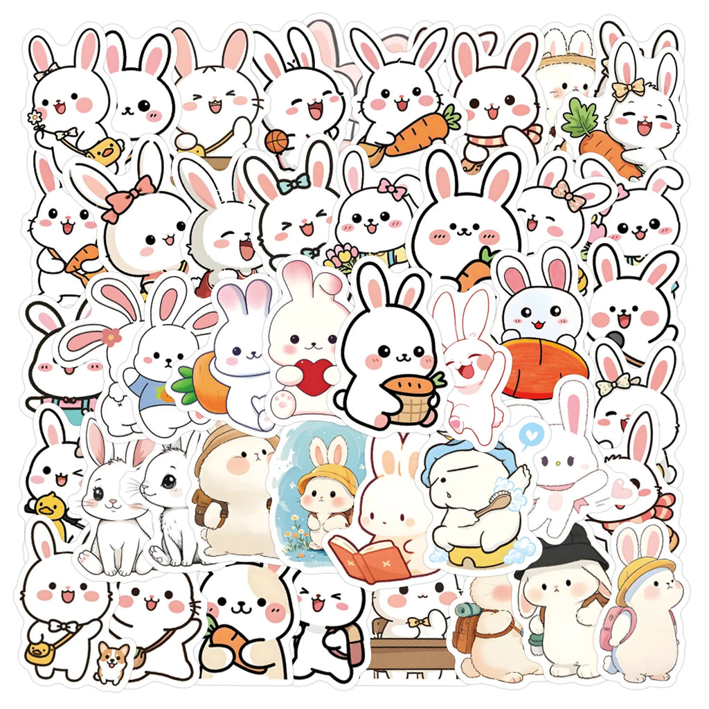 60/120PCS Cute Animal Series Rabbit Graffiti Stickers Luggage Water Cup Scooter Stickers