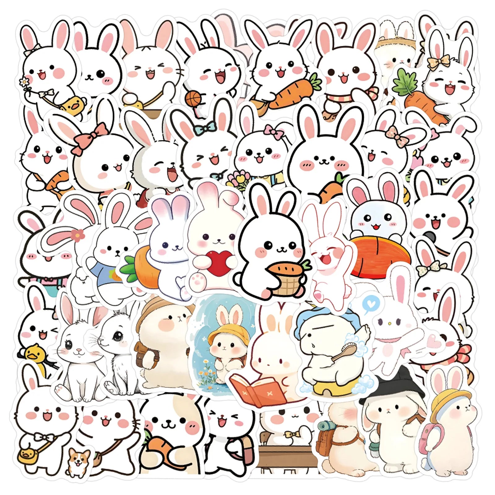 60/120PCS Cute Animal Series Rabbit Graffiti Stickers Luggage Water Cup Scooter Stickers