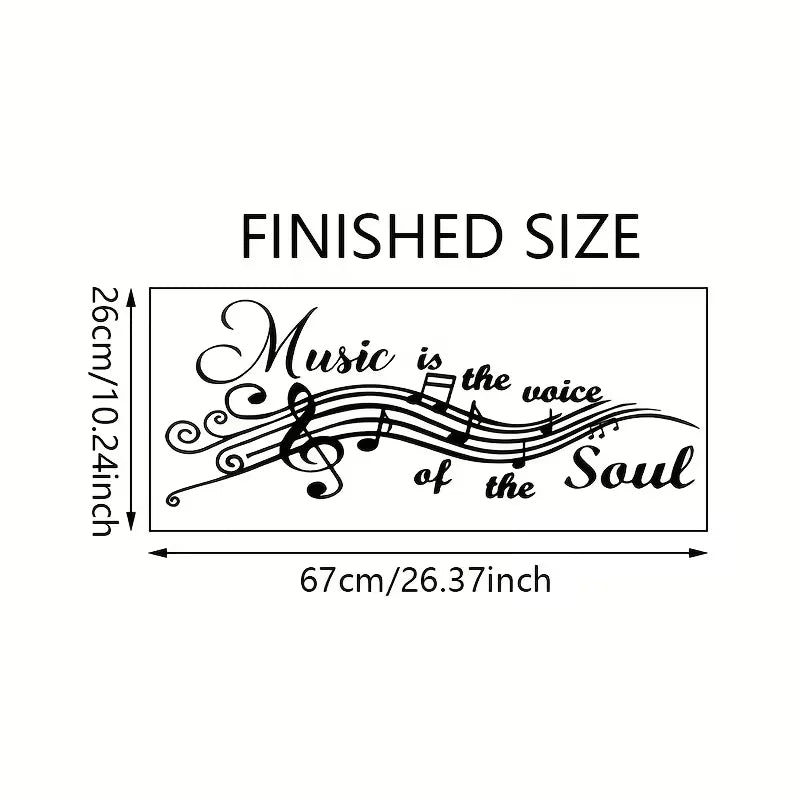 A Music-Themed Wall Sticker with a Black Text Design on a White Background, Featuring Musical Notes - Suitable for Decorating Wa