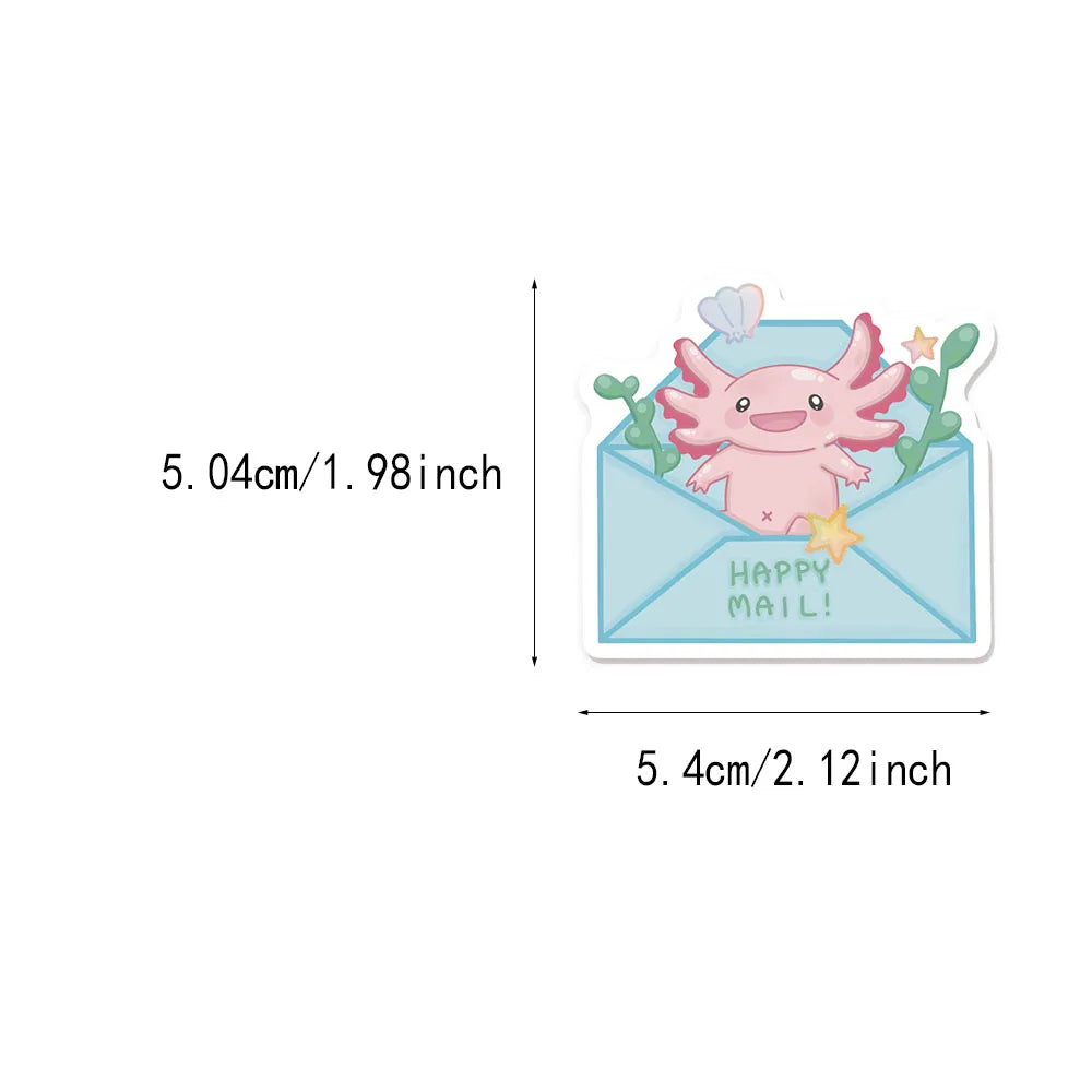 50/100PCS Axolotl Graffiti Stickers Cute Animal Cartoon Stickers Toy Suitcase Scrapbook Diary Mobile Laptop Sticker Pack