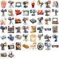 50/100 Pcs HD Colorful Retro Movie Theme Stickers Clear PET Waterproof for Scrapbook Guitar Notebook Phone Diary Decals