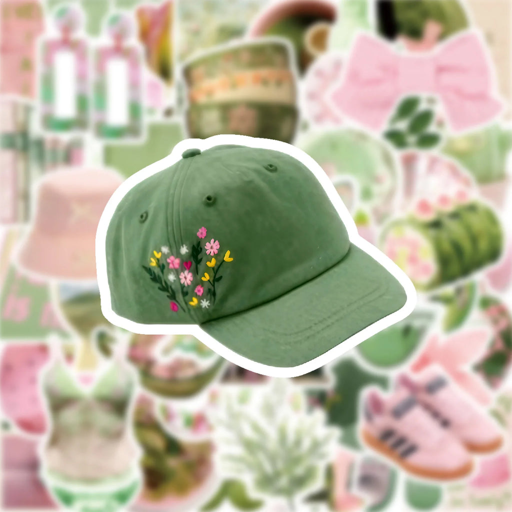 50-Pack Summer Fresh Pink Green Korean Style Waterproof Stickers for Phone Skateboard Notebook Luggage INS Aesthetic Decals