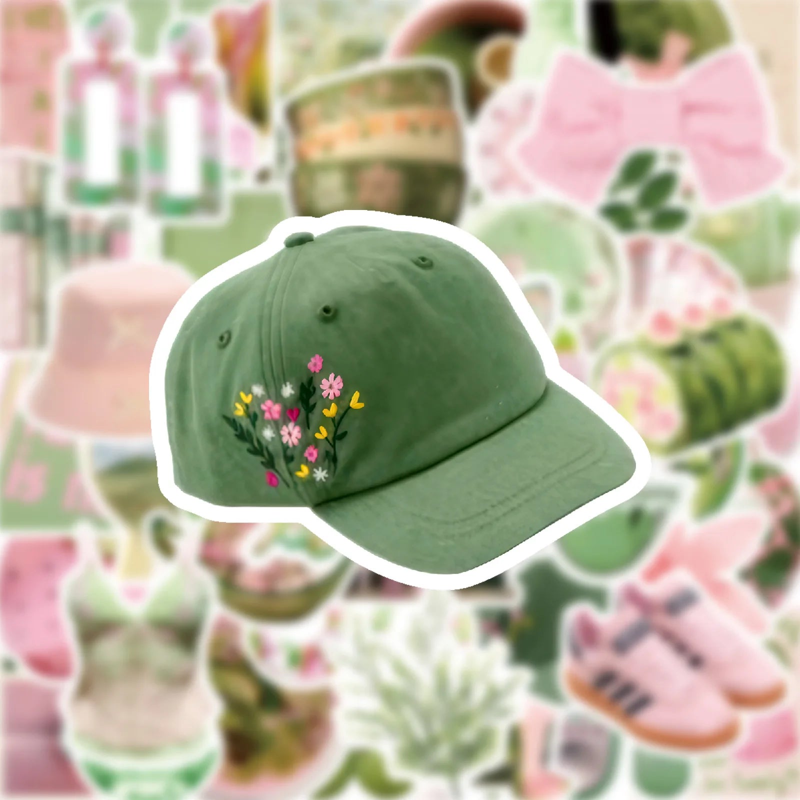 50-Pack Summer Fresh Pink Green Korean Style Waterproof Stickers for Phone Skateboard Notebook Luggage INS Aesthetic Decals