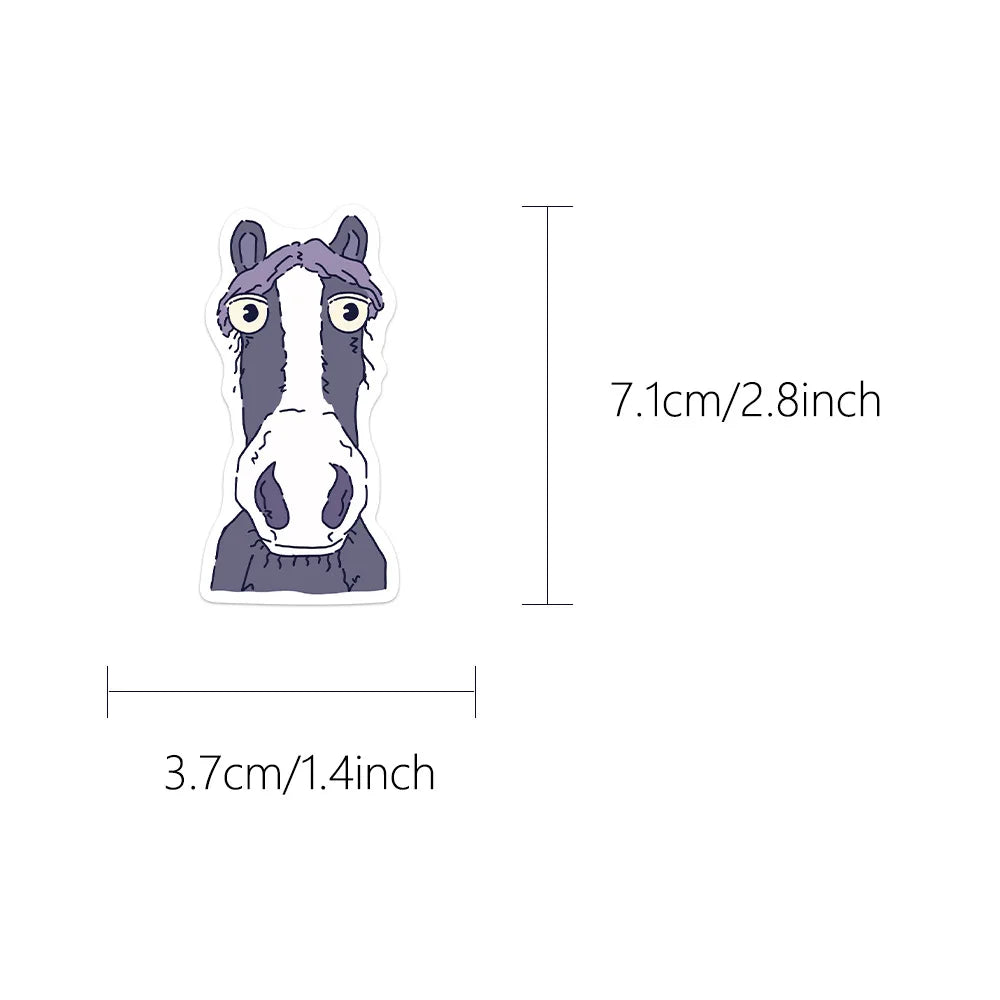 50-Pack Cartoon Horse Fun Emotion Doodle Stickers for Student Stationery Guitar Notebook Luggage DIY Waterproof Decals