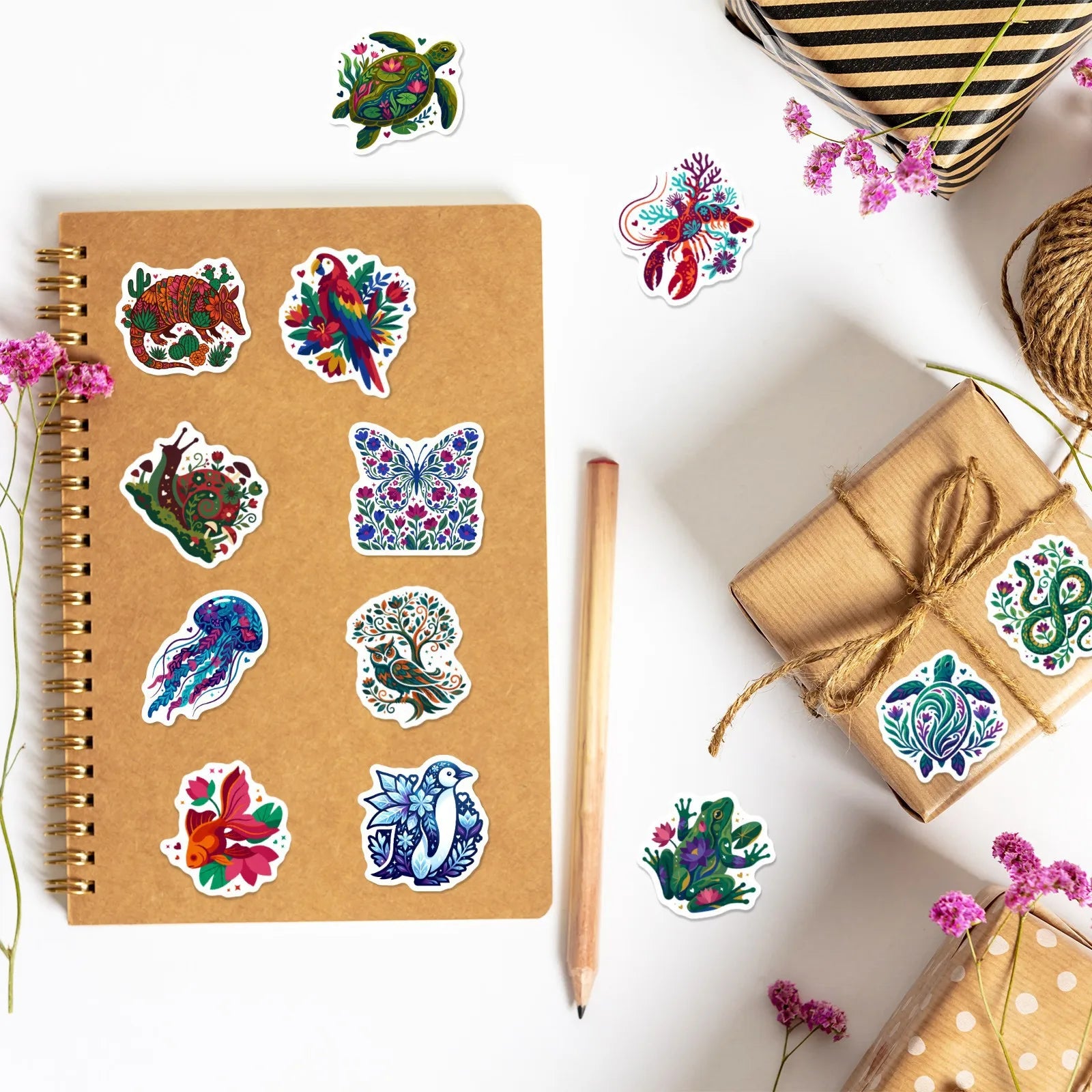 50/100 Pcs Ethnic HD Hand Painted Tropical Animal Stickers for Reward Stationery Box Phone Suitcase Cup Car Removable Decals
