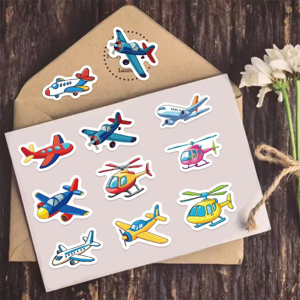 500PCS Cartoon Airplane Stickers Small Pattern Decoration DIY Pack Tablet Skateboard Water Cup Reward Toy Stickers