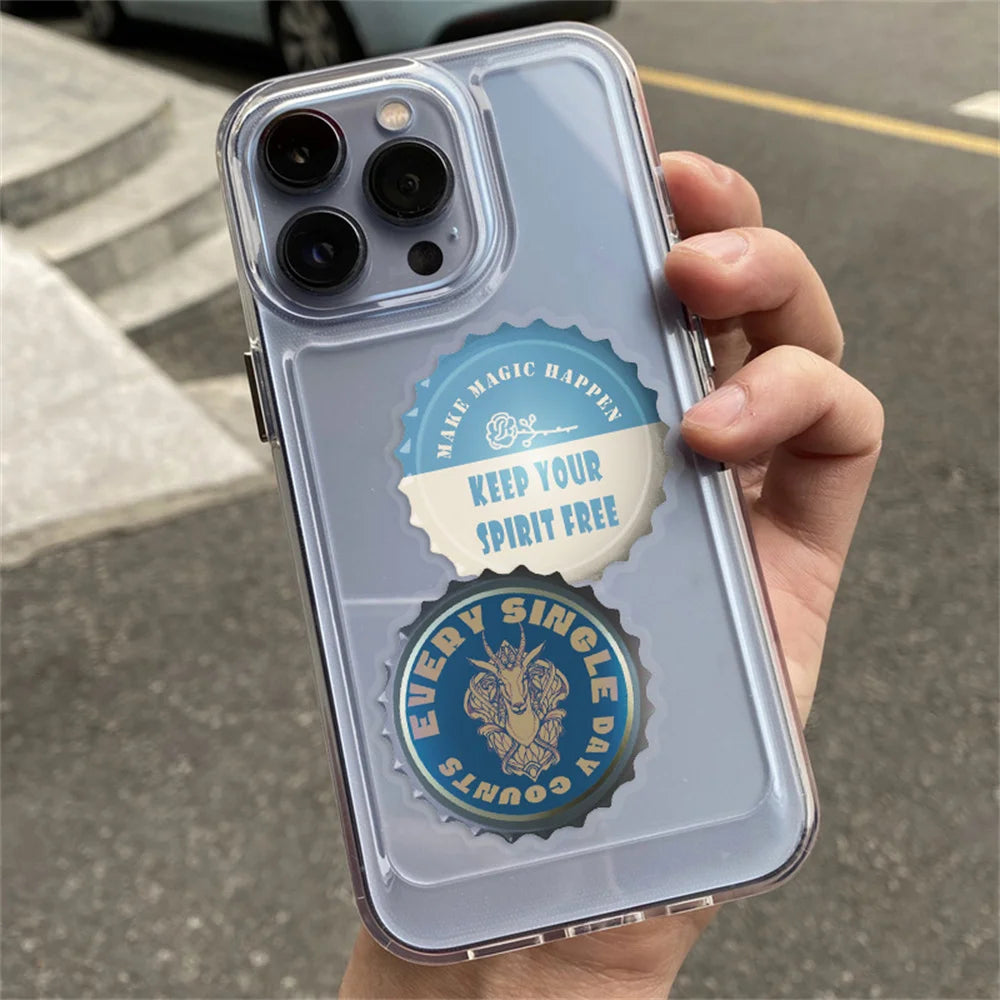 ‌50/100Pcs Retro Bottle Cap Stickers Unique Non-repeating Waterproof Decals for Fridge, Notebook, Guitar, Helmet, Car, Bicycle