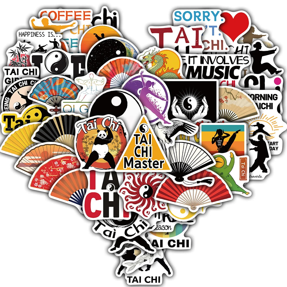 50PCS Tai Chi Culture Stickers Harajuku Waterproof Guitar Motorcycle Bicycle Car Cartoon Retro Decoration Guitar Gift Sticker
