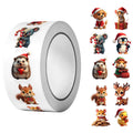 1Roll(500Pcs)10 Irregular Loveable Christmas Animals Stickers 2.5cm/1'' DlY Craft Decor Festival Sealing Scrapbook Labels