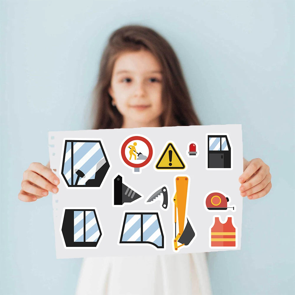 8/16PCS Industrial Excavator Collages Stickers Nostalgia Aesthetic Skateboard Stationery Creativity Coffee Kawaii Wall Stickers