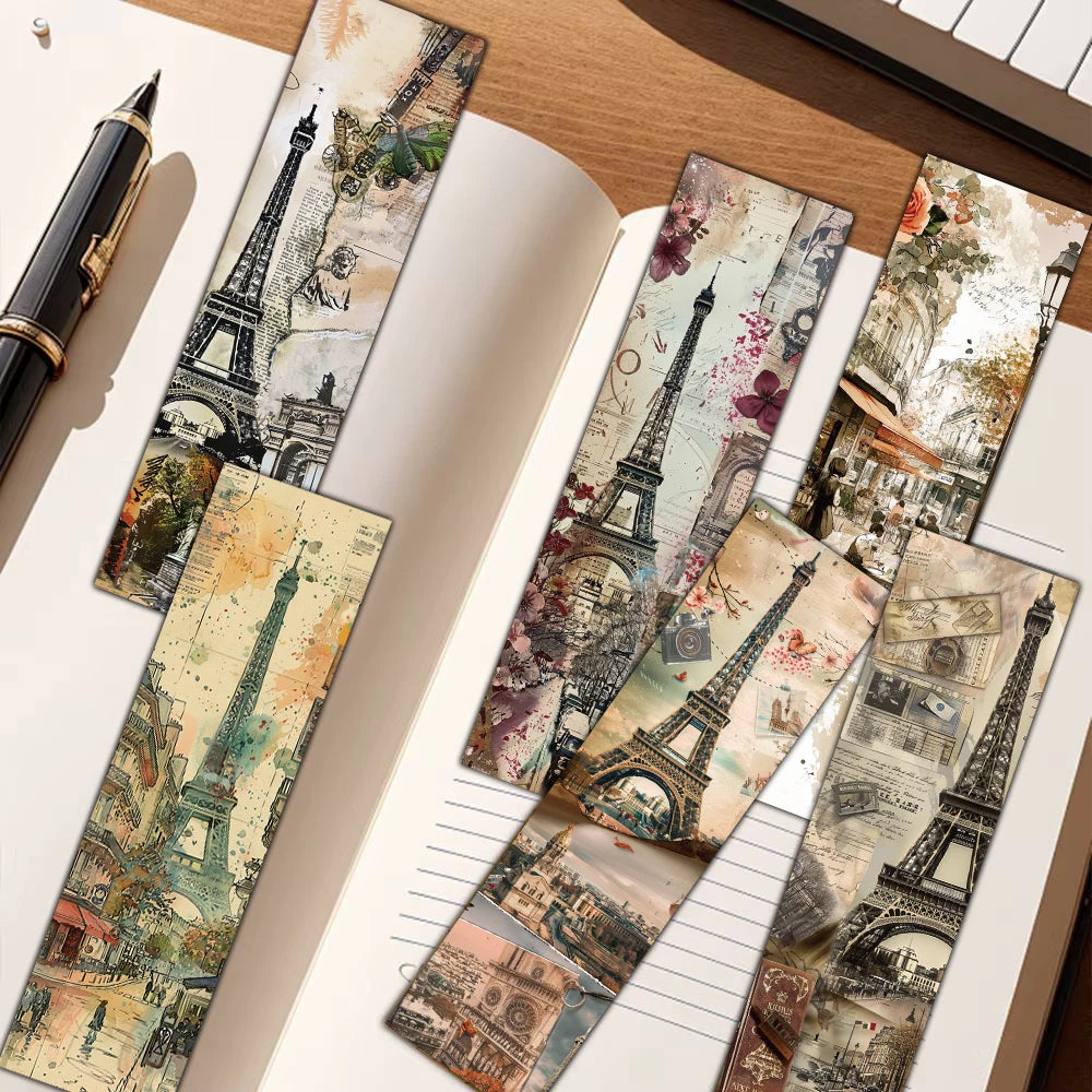 30PCS Romantic Paris Bookmark Laptop Creative Harajuku Home Student Supplies Gifts Reading Book DIY Aesthetic Landscaping Card B