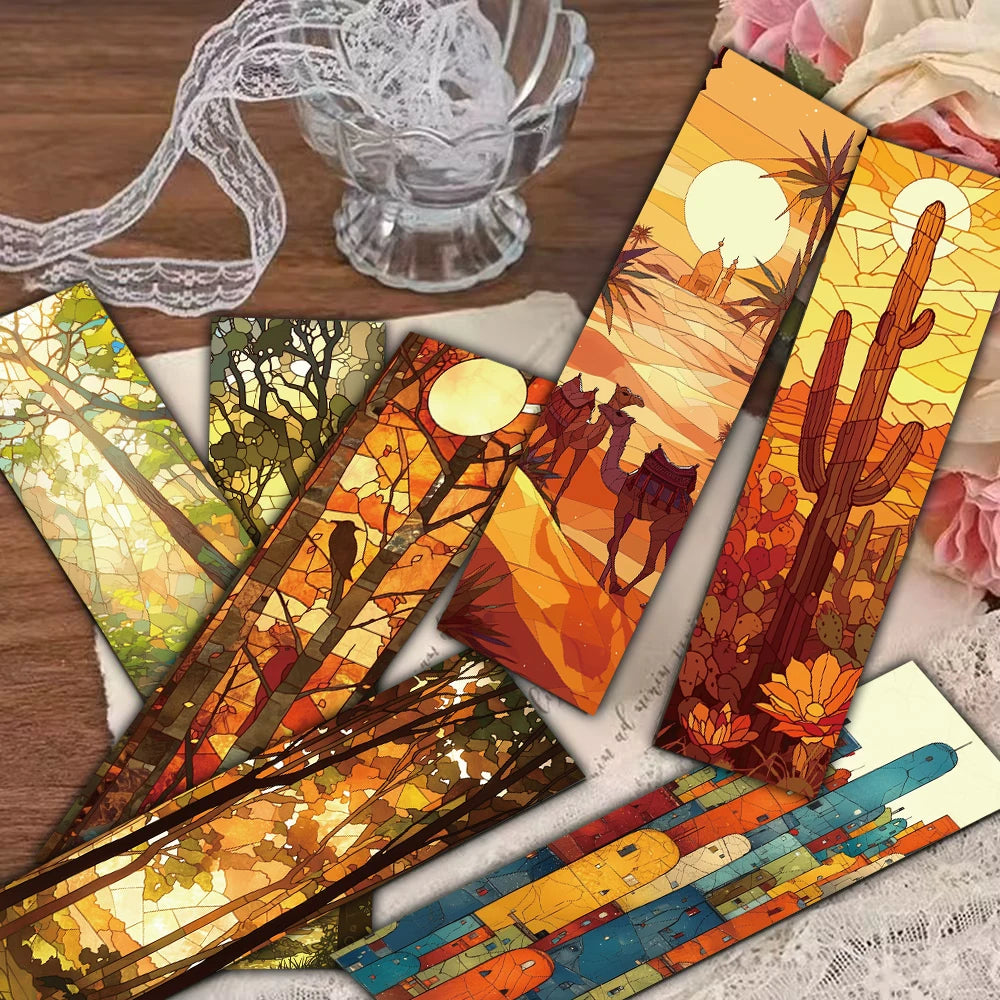 30PCS Velaris Terrasen Lunathion Trio Stained Glass Bookmarks Cartoon Annotations Gift Aesthetic Reading Books Gifts Bookmark