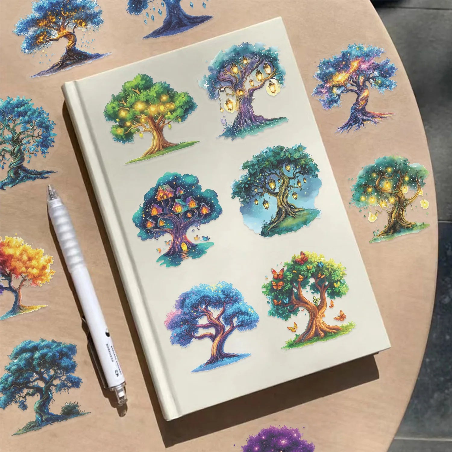 50PCS Cartoon Magic Tree Sticker Pack Waterproof Transparent PET Hand Account Decorative Guitar Notebook Stickers