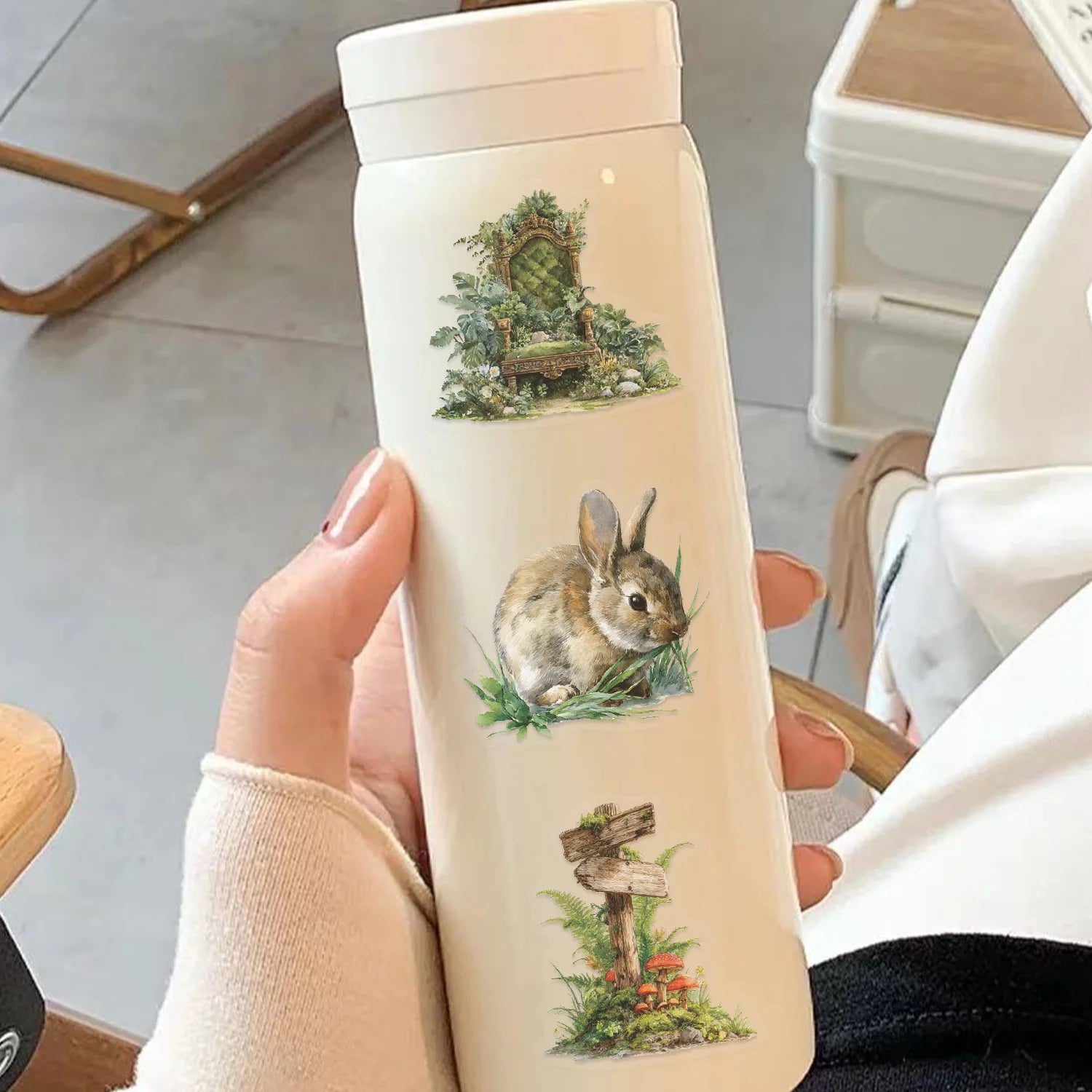 50/100PCS Cartoon Green Forest Sticker Pack Waterproof Transparent PET for Laptop Stationery Decoration Guitar Notebook Stickers
