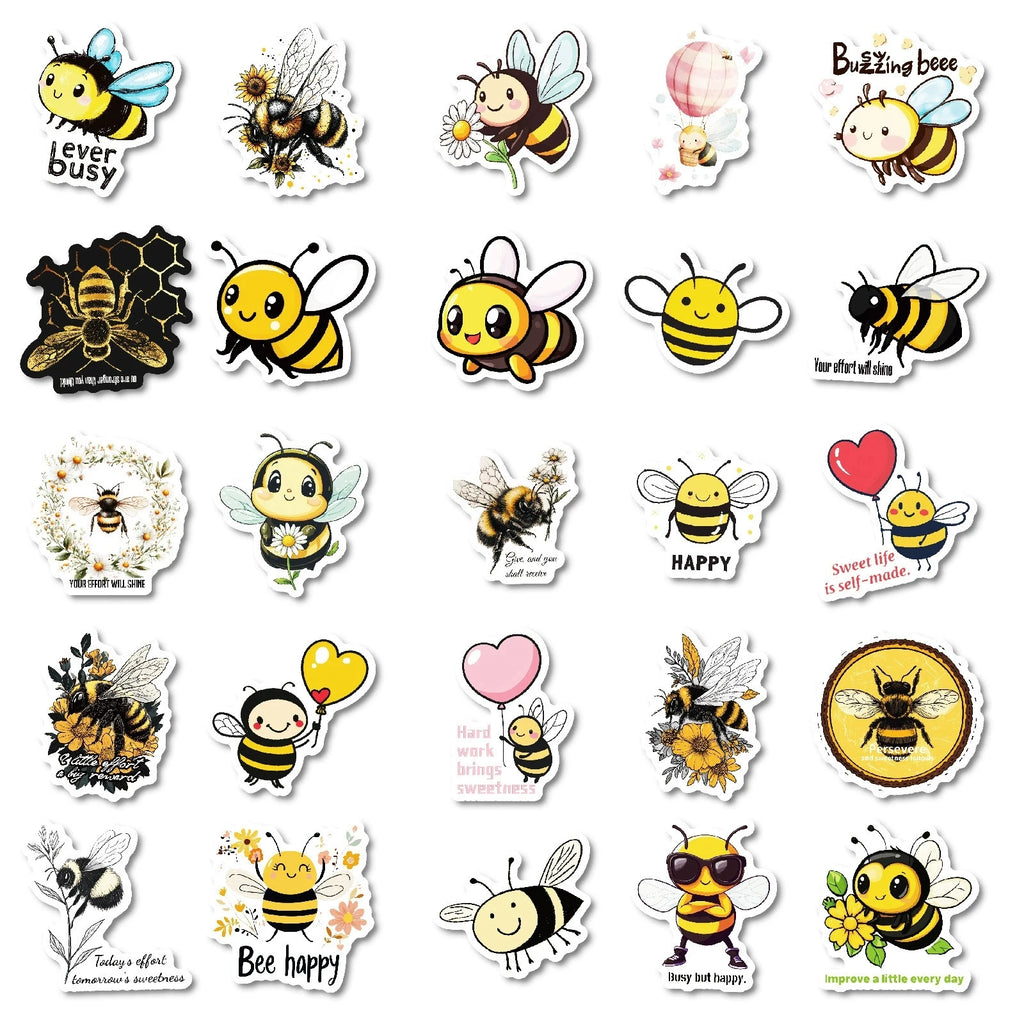 50PCS Cute Cartoon Animal Bee Graffiti Stickers&PVC Waterproof Notebook Guitar Decorative Stationery Stickers