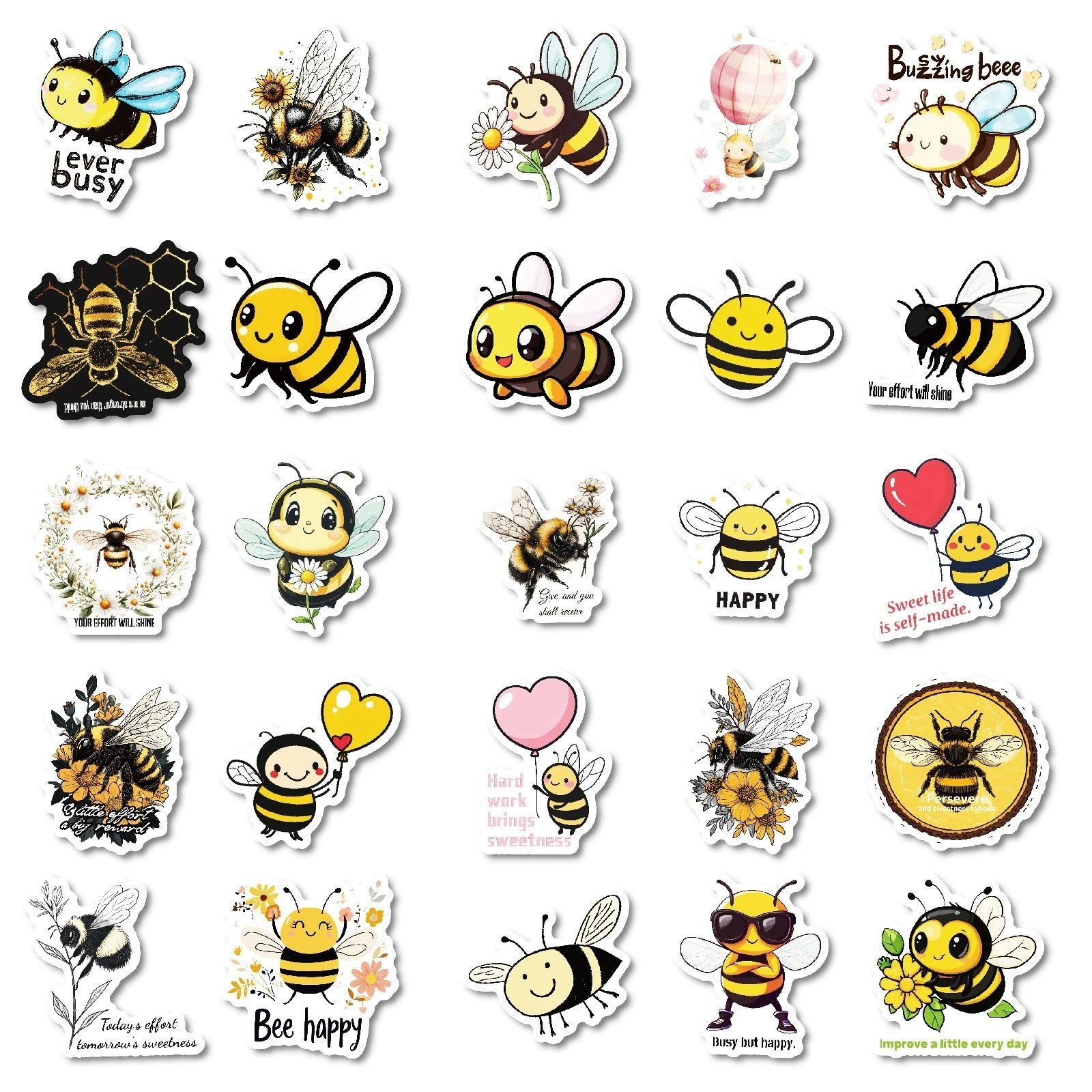 50PCS Cute Cartoon Animal Bee Graffiti Stickers&PVC Waterproof Notebook Guitar Decorative Stationery Stickers