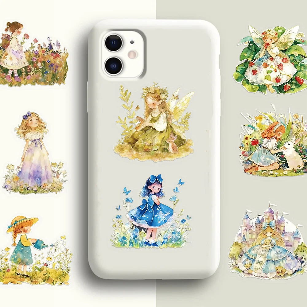 50PCS Fairy Tale Princess Cartoon Decorative Stickers DIY Graffiti Skateboard Phone Case Tablet Decorative Toy Stickers