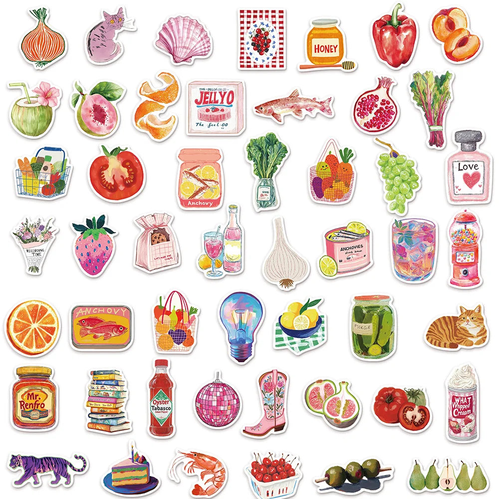 50PCS Pink Watercolor Fairy Tale 2 Stickers Laptop Guitar Ski Board Scrapbook Mobile DIY Stickers Aesthetic Cartoon Stickers