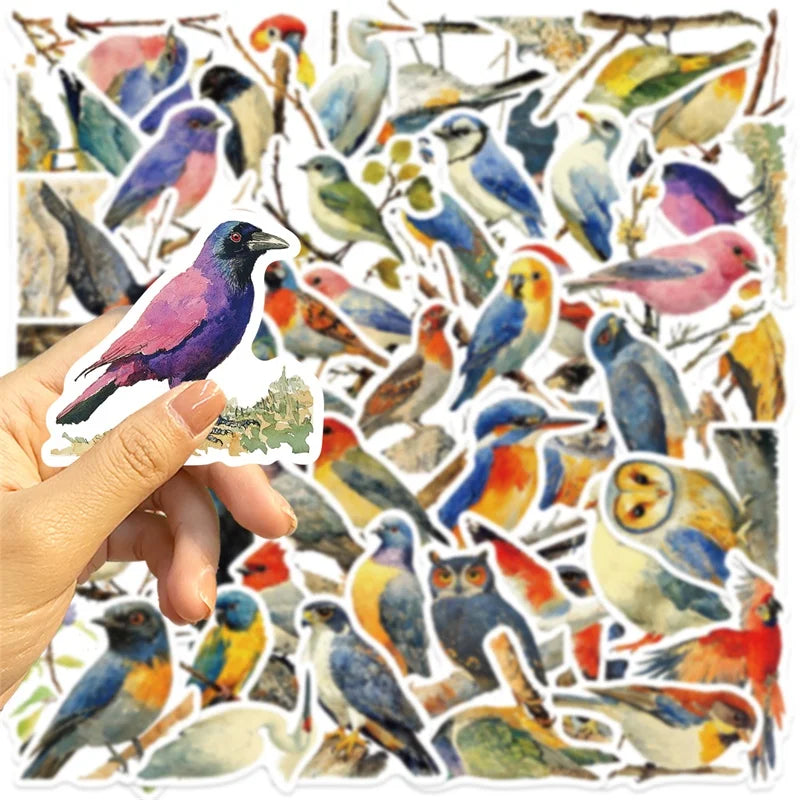 10/30/50PCS Kawaii Colored Bird PVC Sticky Sticker Aesthetic Children's Stationery DIY Decoration Scrapbooking School Supplies