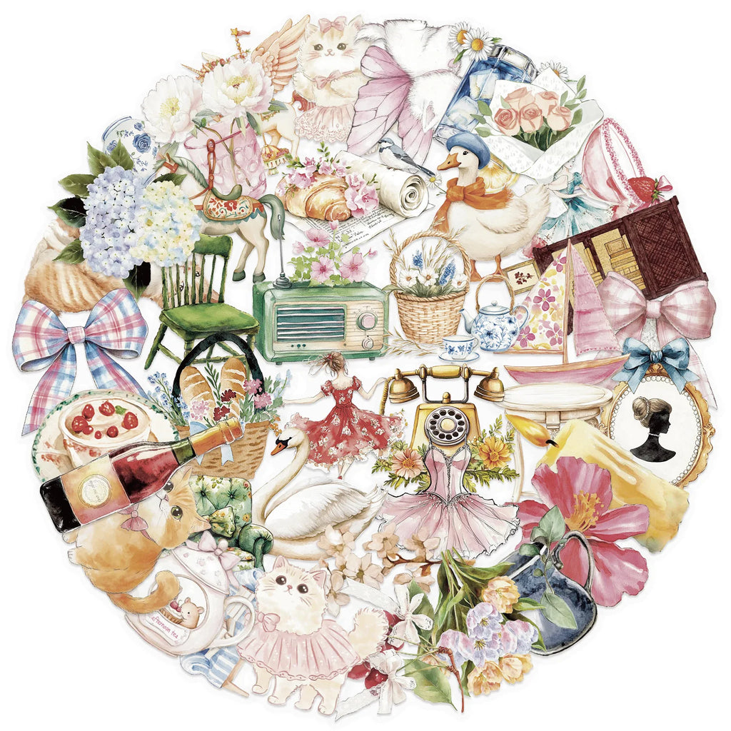 50/100PCS Transparent PET Watercolor Garden Stickers Waterproof Decoration Guitar Notebook Stationery Laptop