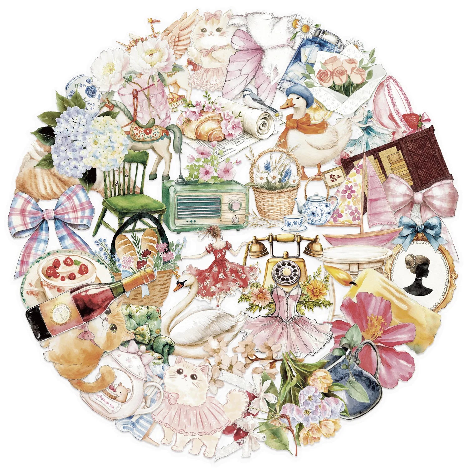 50/100PCS Transparent PET Watercolor Garden Stickers Waterproof Decoration Guitar Notebook Stationery Laptop