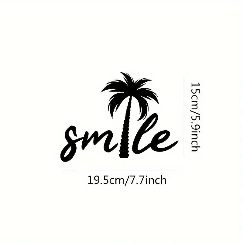 Smile Palm Tree Beach Car Sticker Nautical Theme Removable Waterproof Window Body Decal