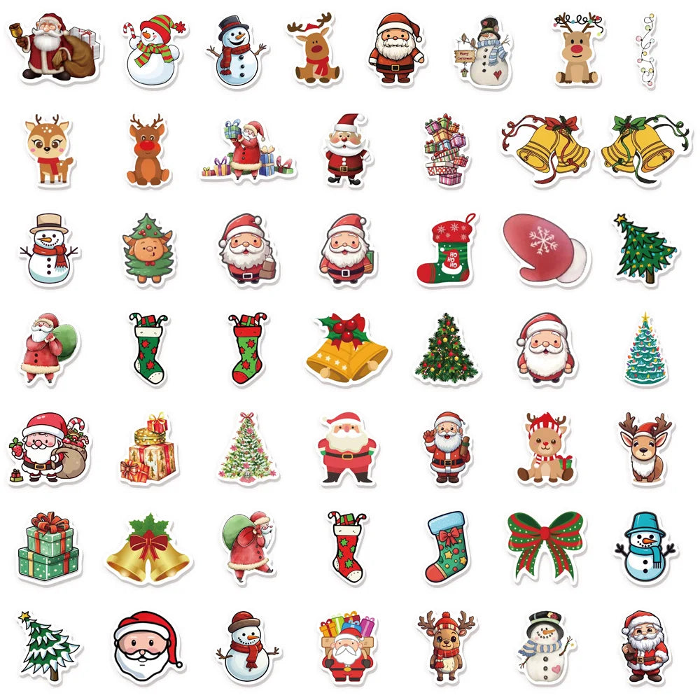 50/100PCS Kawaii Cartoon Santa Claus Aesthetic Stickers Toys Diary Laptop Scrapbook Decoration Graffiti Waterproof Stickers