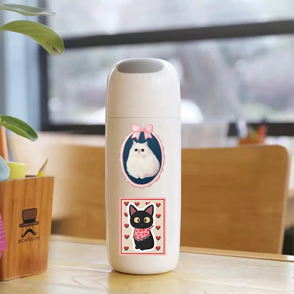 50PCS Creative Picture Frame Cat Fun Stickers DIY Manual Speaker Decoration Luggage Notebook Water Cup Label Waterproof Stickers
