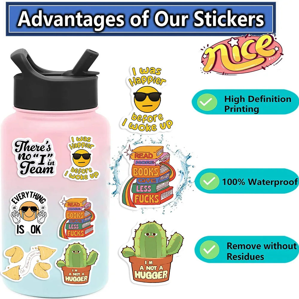 50PCS Cartoon SarCastic Graffiti Stickers Guitar Notebook Luggage DIY Waterproof Stickers