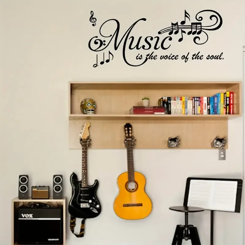 Music Is The Voice of the Soul" Vinyl Wall Decal - Waterproof, Self-Adhesive Music Festival Theme Sticker for Living Room & Bedr