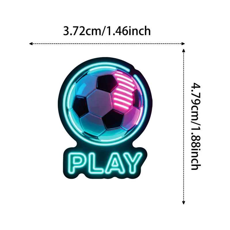 10/30/56PCS Neon Football PVC Sticky Stickers Aesthetic Colored DIY Phone Laptop Luggage Skateboard Graffiti Decals