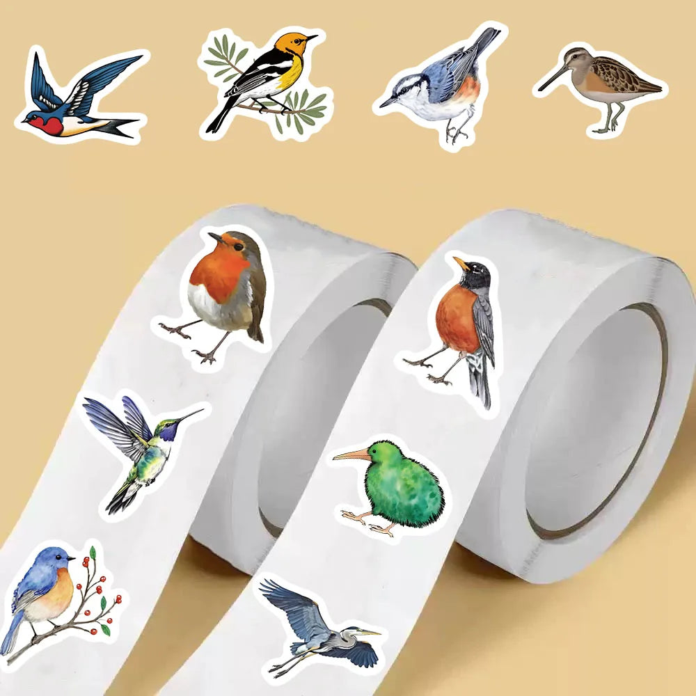 500PCS Bird Roll Stickers Notebook Phone Graffiti Coffee Scrapbooking Y2K Art Laptop  Luggage Personalized Waterproof Sticker