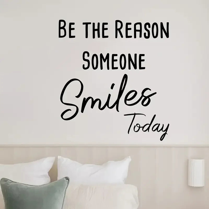 1pc "Be the Reason Someone Smiles Today" Self-Adhesive Wall Decal - Contemporary Fantasy-Themed Inspirational Quote, Glossy Plas