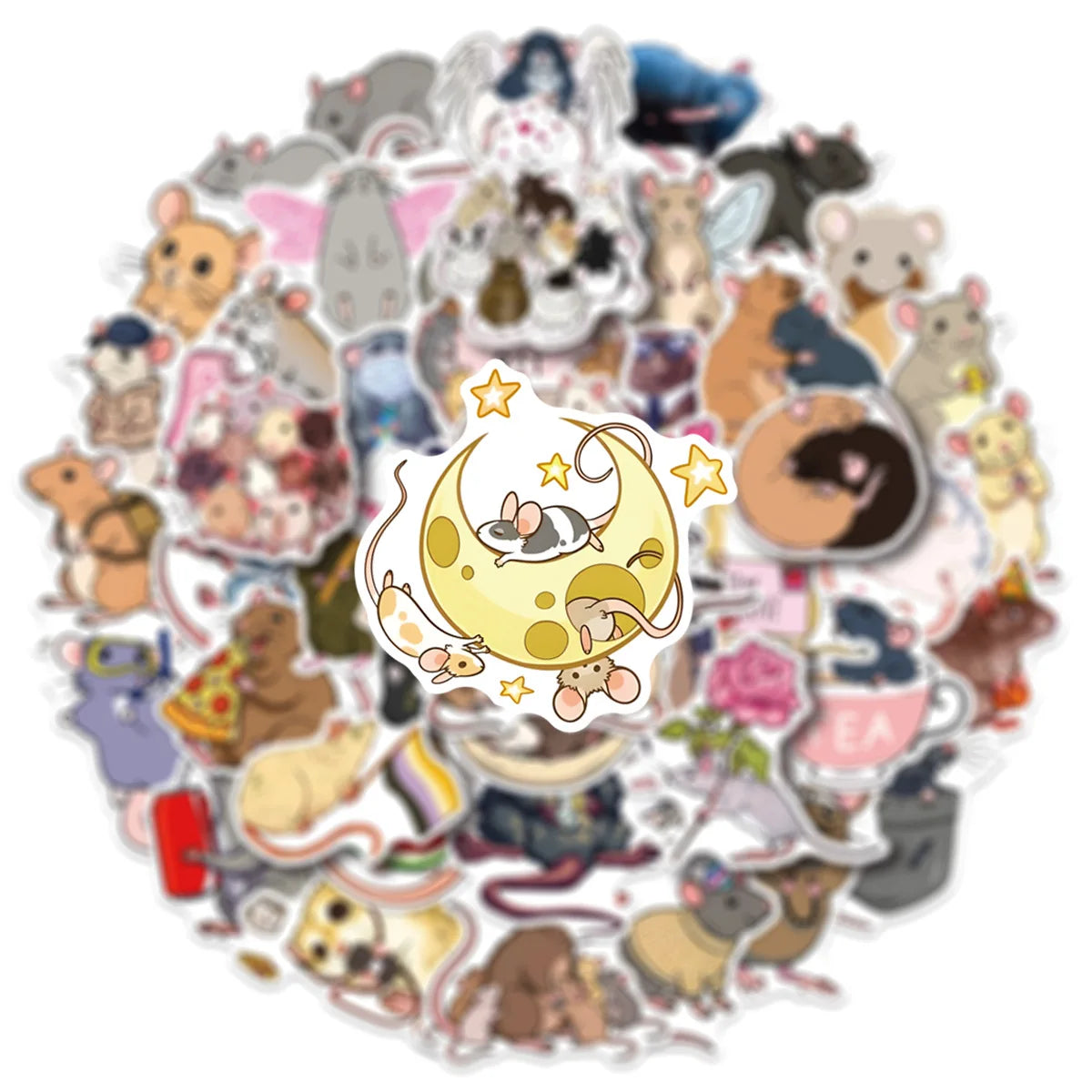50/100 Pcs Cartoon Funny Rat Stickers School DIY Game for Suitcase Notebook Skate Cup Removable Waterproof Decals