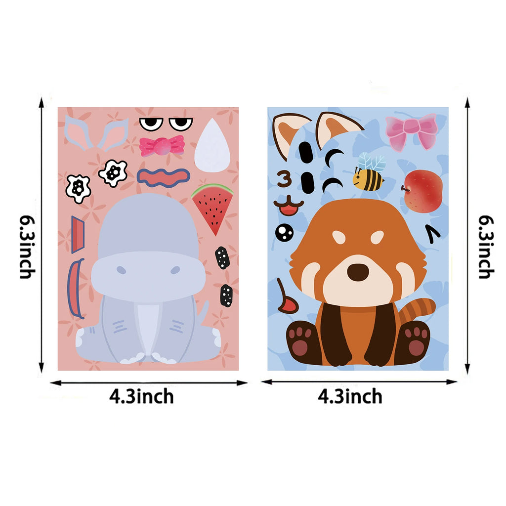 8Pcs Animal Expressions Collage Laptop Phone Living Room Skateboards Waterproof Bicycle Aesthetic Luggage Landscape Decals