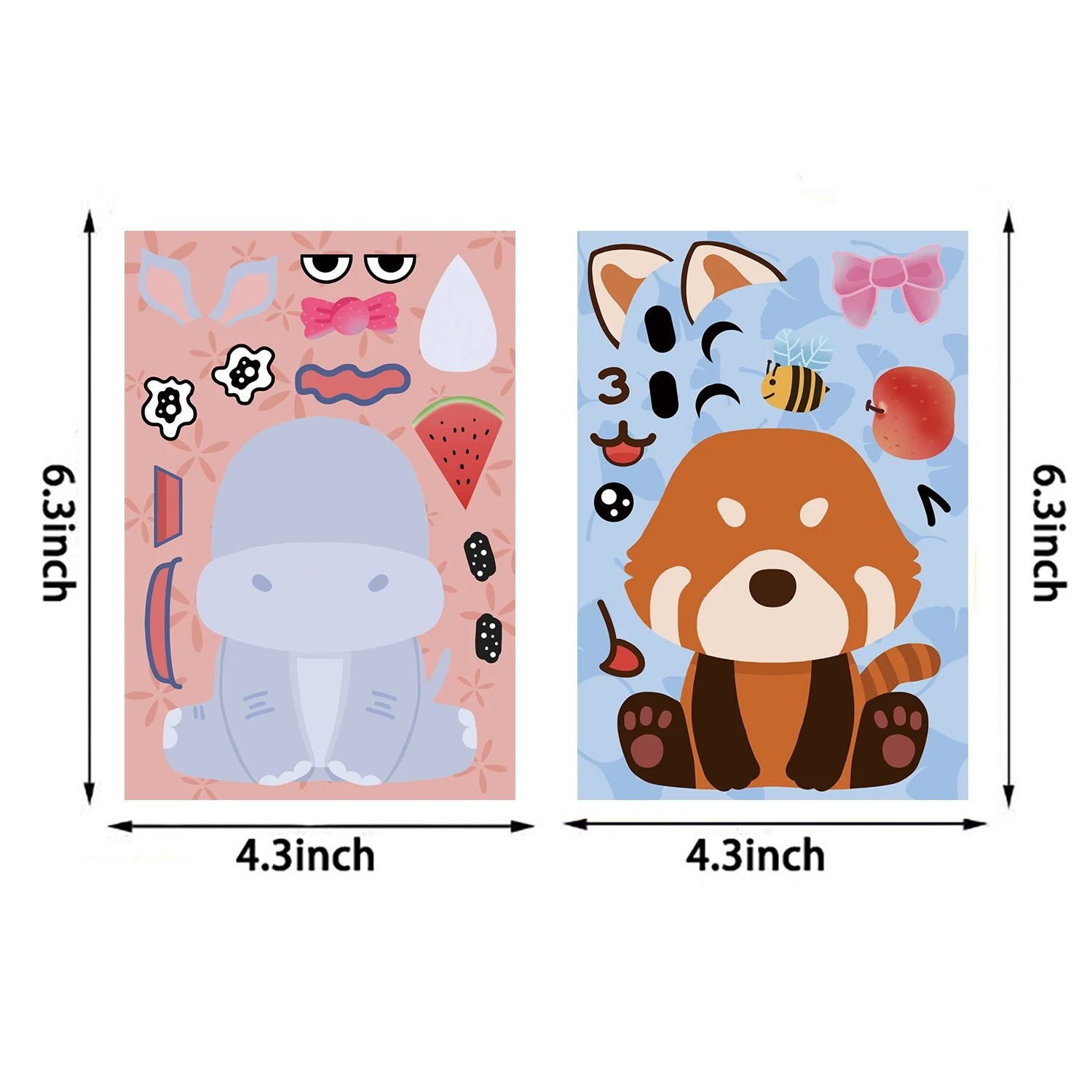 8Pcs Animal Expressions Collage Laptop Phone Living Room Skateboards Waterproof Bicycle Aesthetic Luggage Landscape Decals