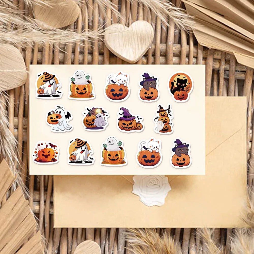 500PCS Halloween Pumpkin Ghost Cute Decoration Small Pattern Roll DIY Luggage Water Cup Handmade Scrap Book Stickers