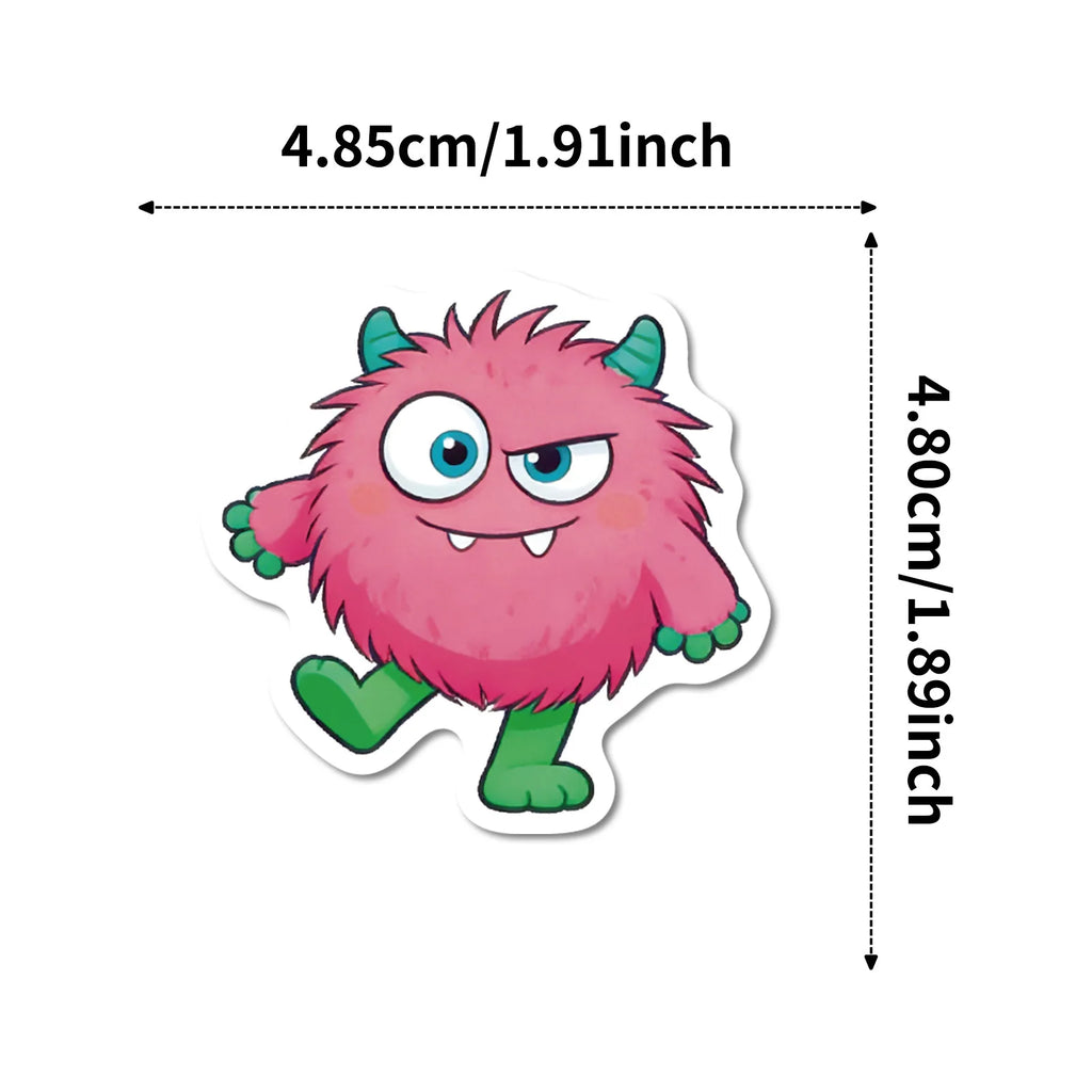 56Pcs Funny Monster Stickers Cute Expression Decals for Journal Diary School Supplies Craft Children's Stationery Reward Sticker