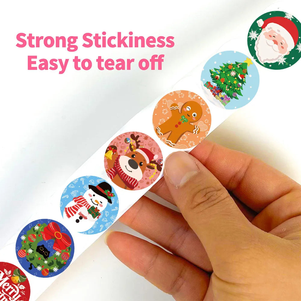 500PCS Christmas Cartoon Roll Sticker Scrapbooking Laptop Skateboard Suitcase Phone Skateboard Coffee Art Graffiti Stickers
