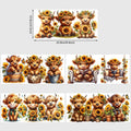 5 Sheets Animal UV DTF Cup Stickers, DTF Friction Transfer Stickers, Waterproof Cow Horse Duck Transfer Stickers