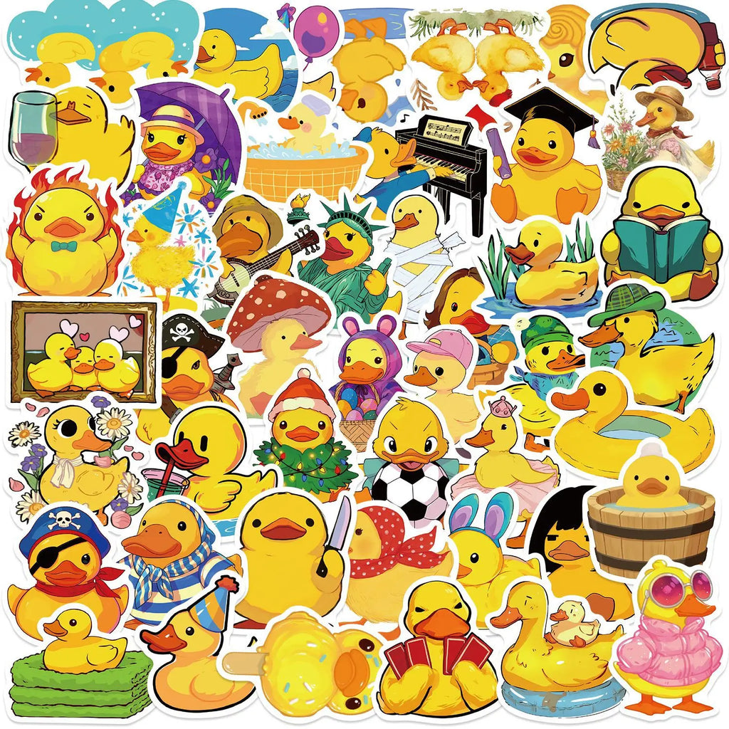 50 Pcs Yellow Duck Stickers Cute Duck Stickers Gifts for Water Bottles, Duck Vinyls Stickers Decal Waterproof Bottles Sticker