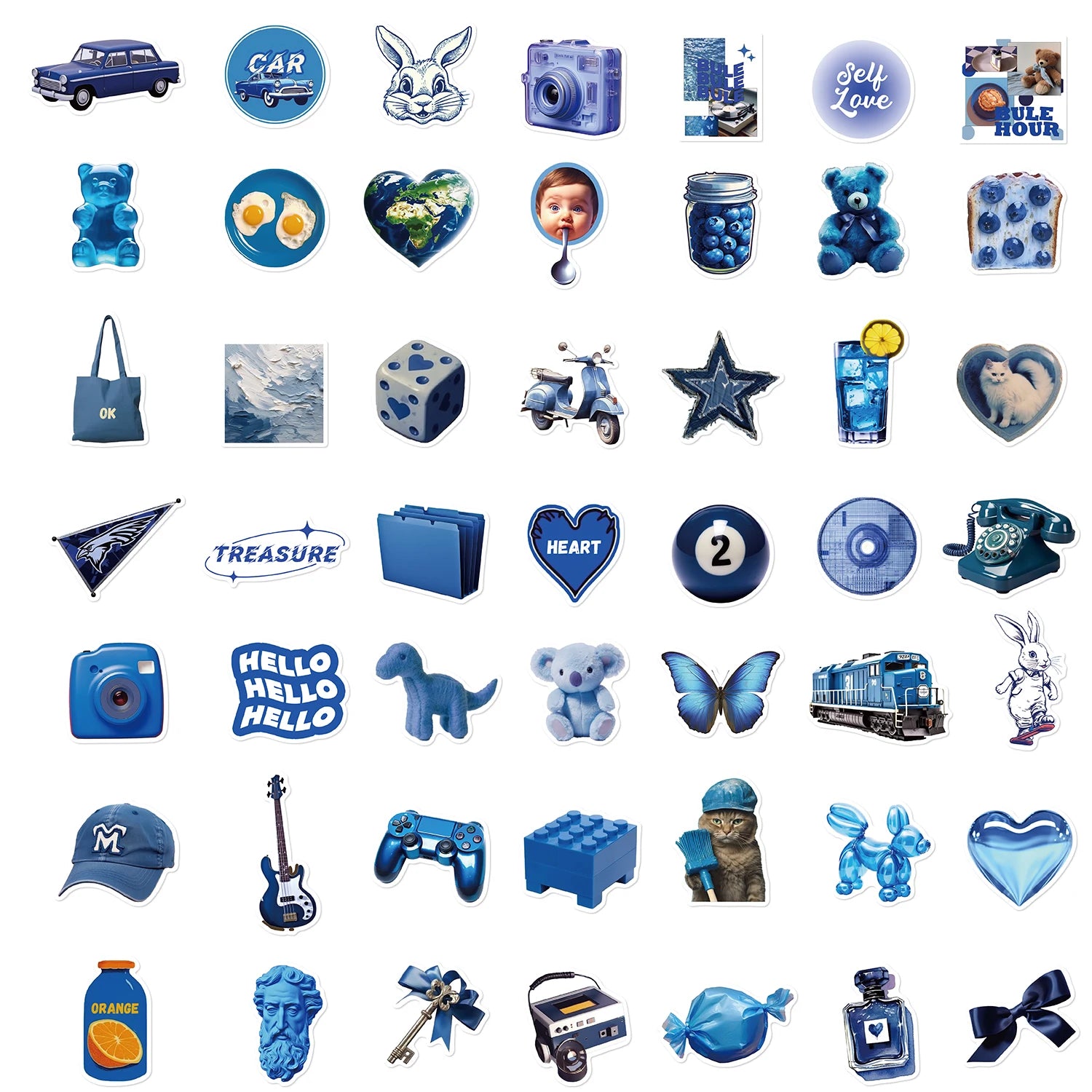 50PCS Deep Blue Ins Wind Stickers Notebook For Laptops Art Suitcase Bicycle Phone Refrigerator Skateboards Graffiti Sticker ﻿