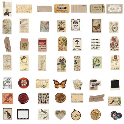 10/30/50PCS Vintage Collect PVC Sticker Aesthetic Sticky DIY Korean Stationery Decoration Scrapbooking School Supplies for Kids