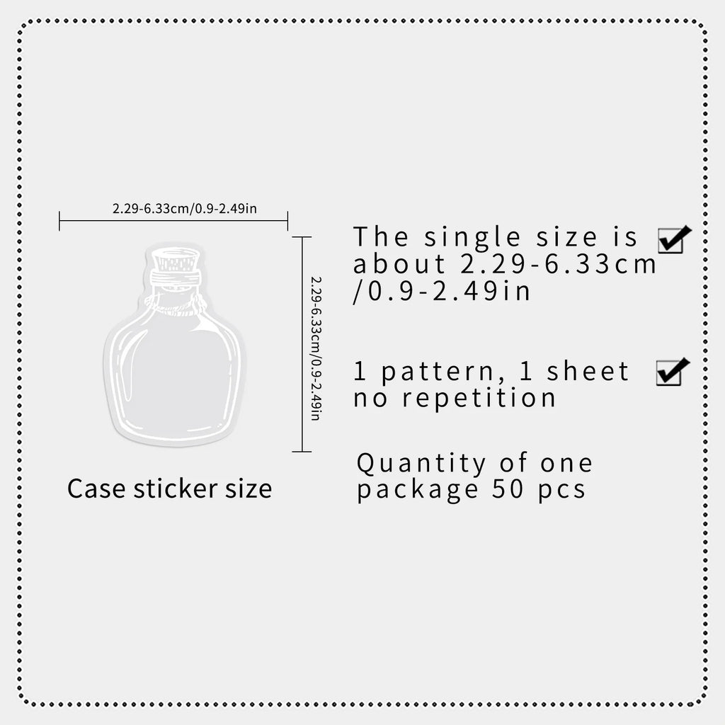 50/100PCS Transparent Wish Bottle Sticker Cartoon Bottle PET Miniature Waterproof Decoration DIY Water Bottles Sticker