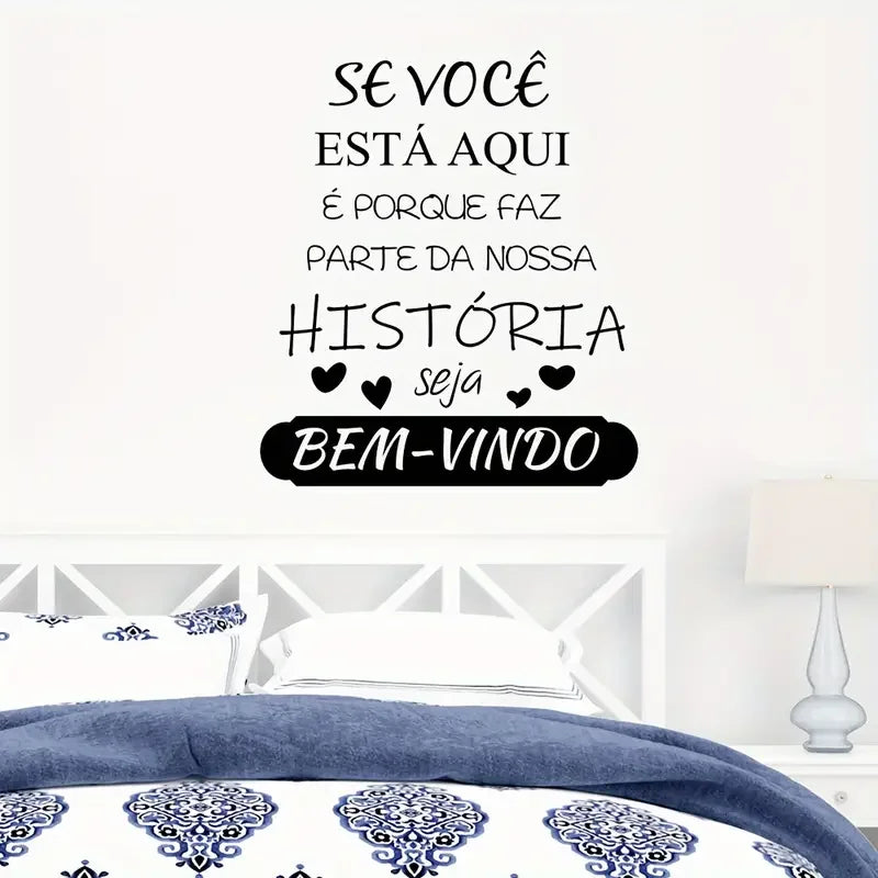 1pc "You Are Part of Our History" Portuguese Wall Sticker - Removable Vinyl Decal with Heart Accents for Living Room, Bedroom, D