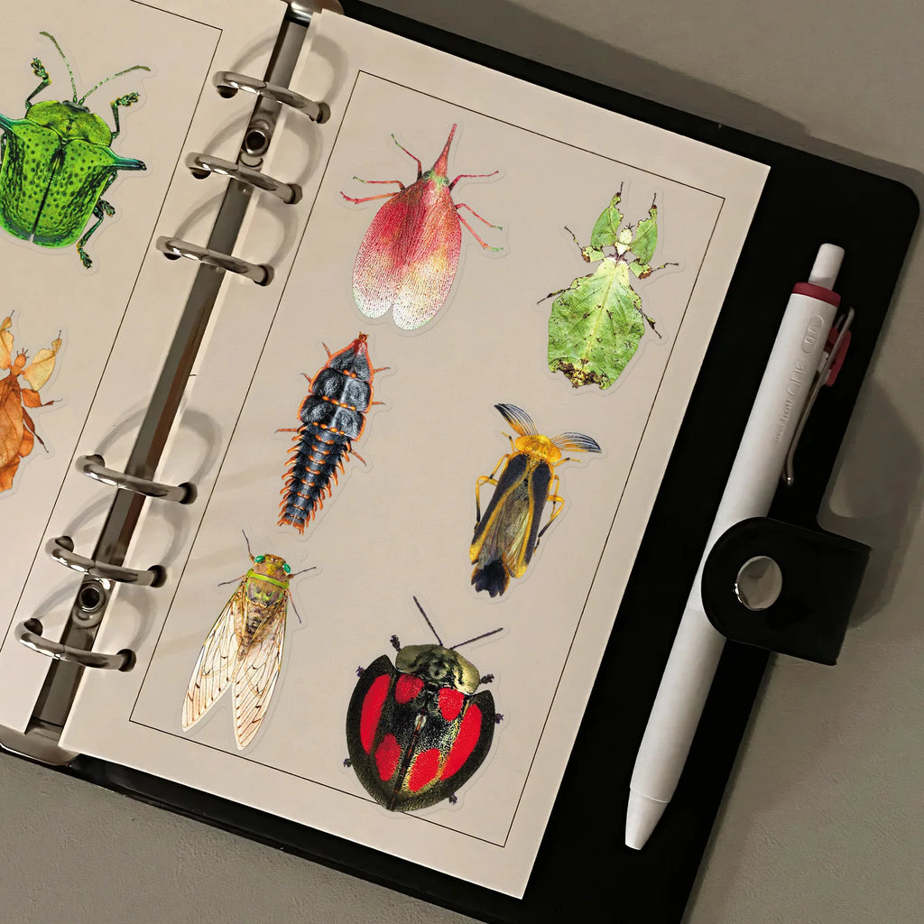 50PCS Insect Transparent Stickers, Cartoon Animal Unique Waterproof PET Student Stationery Notebook Journal DIY Art Stickers
